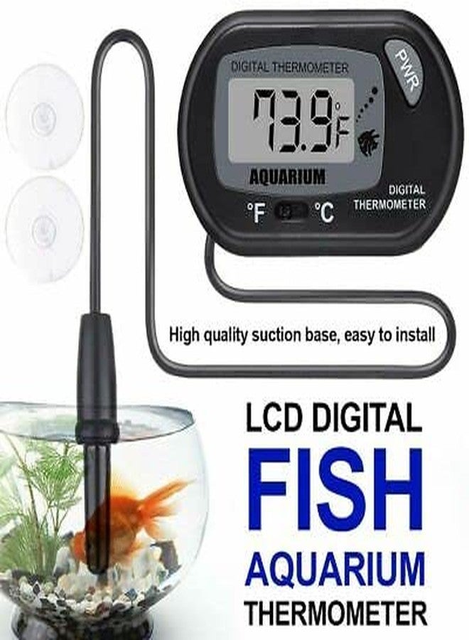 VAYINATO Petzlifeworld Black Digital LCD Thermometer with Suction Cups for Aquarium Fish Tank Vivarium Reptile Terrarium - Image 3
